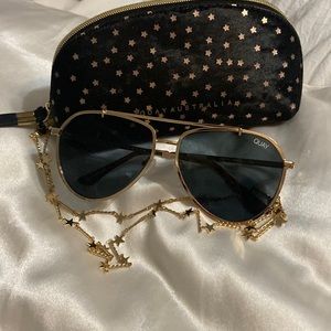 Nwot quay dirty habit black and gold aviator sunglasses